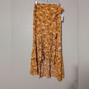 Sonoma Mustard Floral High-Low Skirt